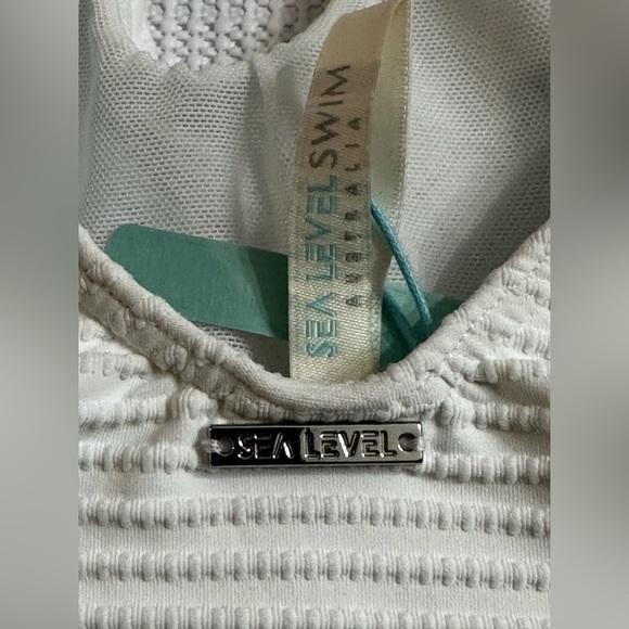 Revolve SEA LEVEL Spinnaker Keyhole Halter One Piece Ribbed White Built in Bra 4 - Picture 4 of 12